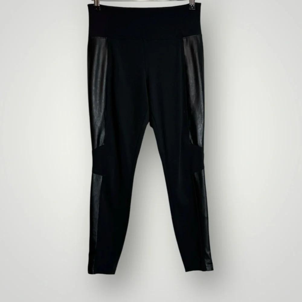 Athleta Delaney Shine Moto Tights Size Medium Petite Skinny Ankle Zips Black - Picture 3 of 9